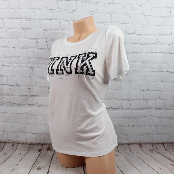 VS PINK bling rhinestone Logo Short Sleeve Tee - Picture 6 of 7